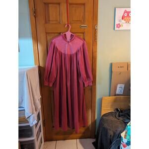 Vintage Velour Velvet Feel House Coat Robe 1/2 Zip Pullover L Gilligan O’Malley